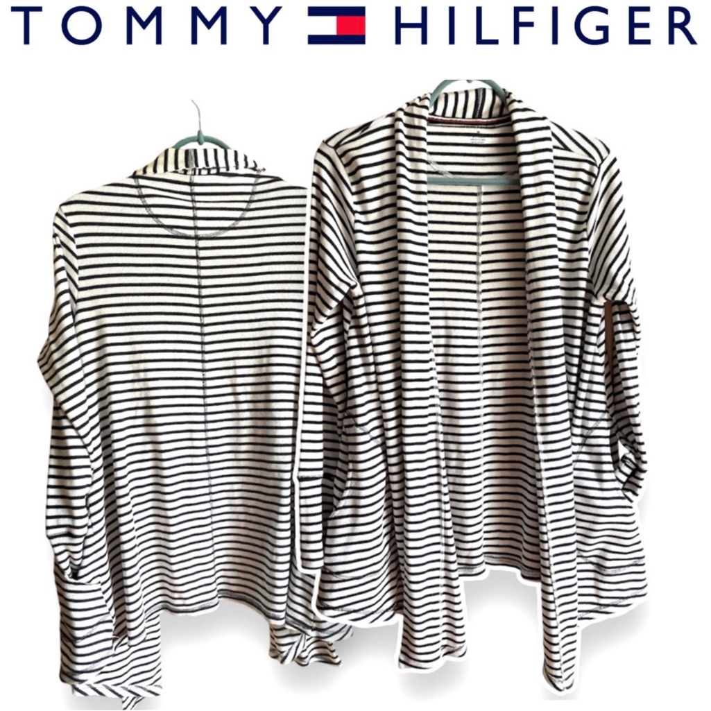 Nwt Tommy Hilfiger Cardigan Womens Sz M Blue White Stripes New